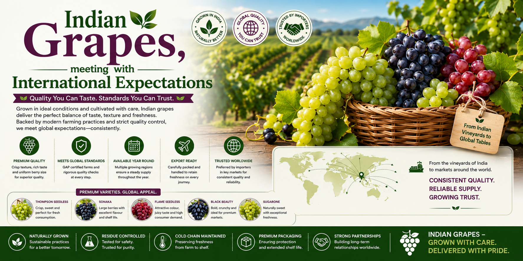 Indian grapes meeting international expectations — quality cultivation for global retail markets
