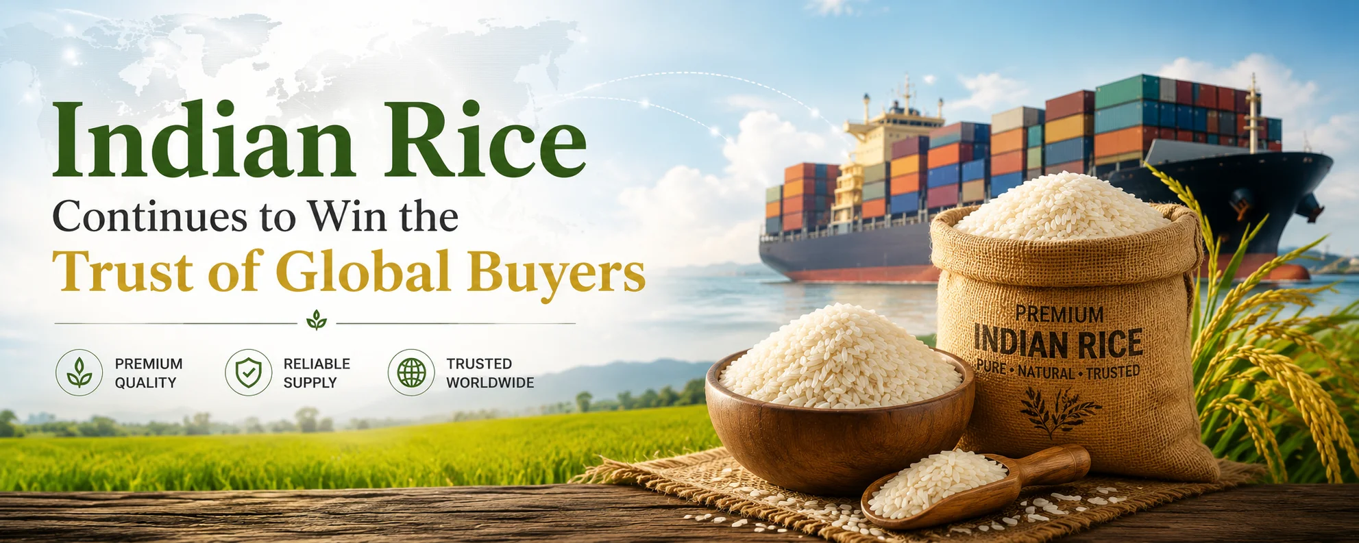 Premium Indian rice grains exported globally by Chirak Exim — trusted rice export company