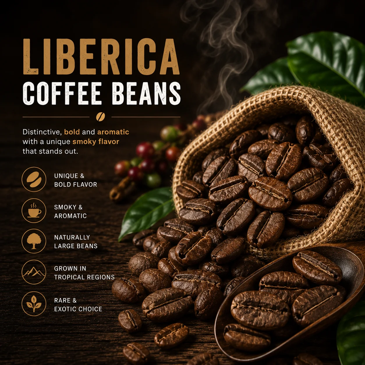 Rare Liberica coffee beans exported by Chirak Exim to specialty buyers